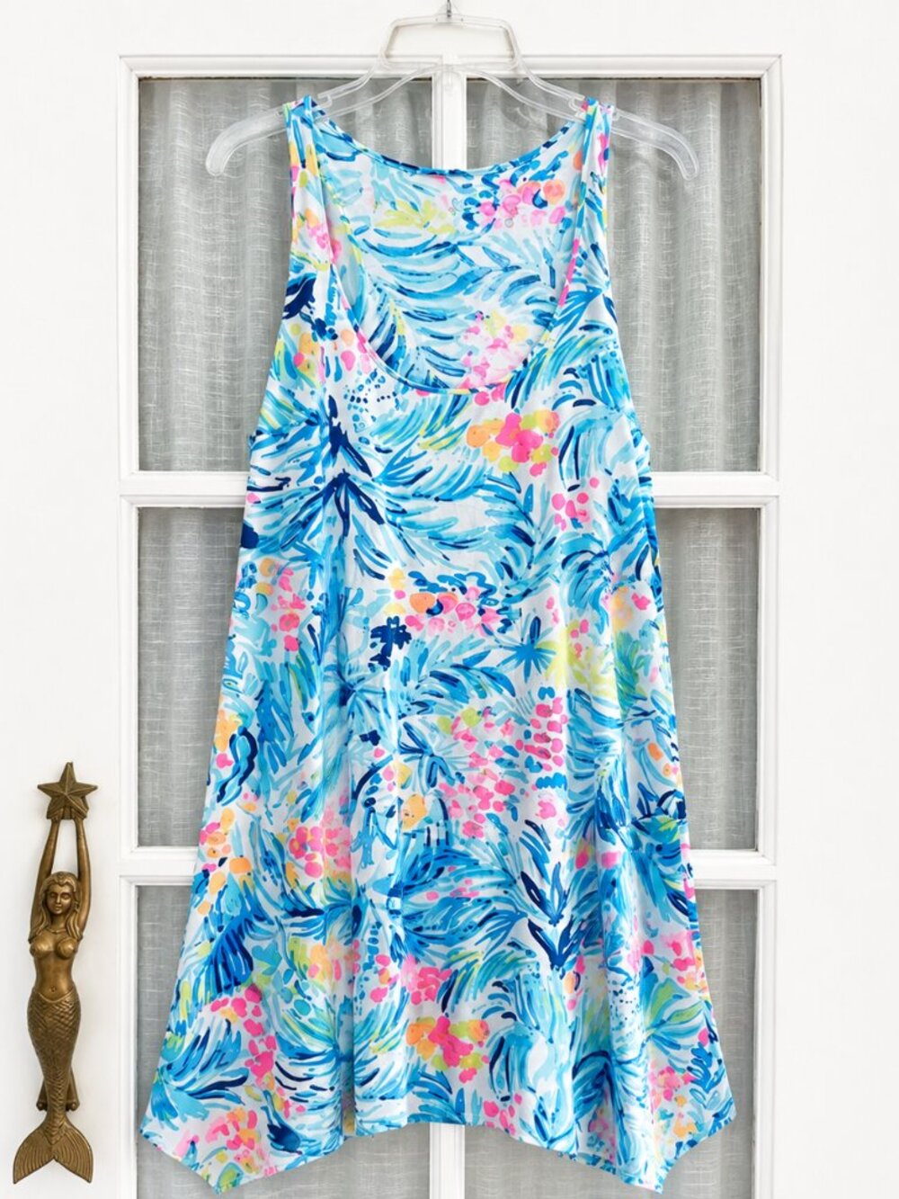 Lilly Pulitzer Melle Dress Serene Blue Tropical Floral Swing Dress M